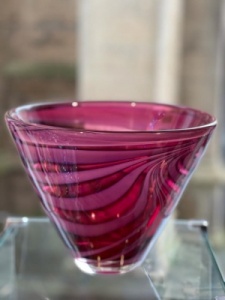 Ruby and cranberry large art glass one off bowl